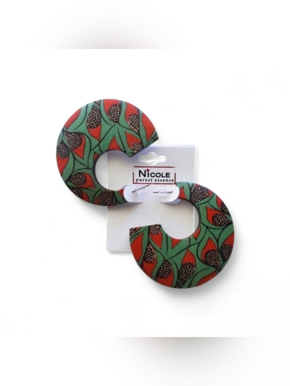 Red and Green Open Hoop Earrings